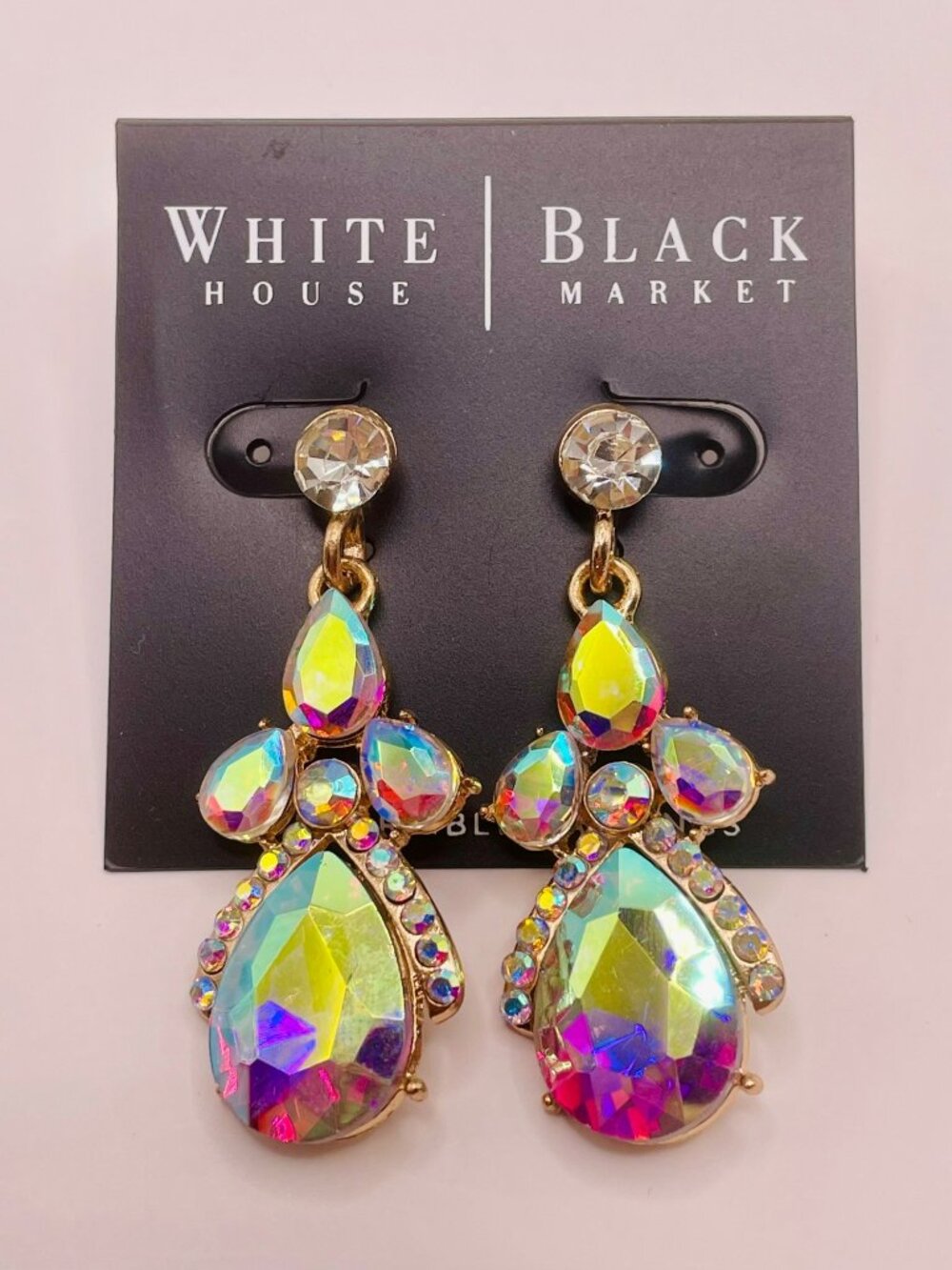 White House Black Market Iridescent Crystal Drop Earrings -47B